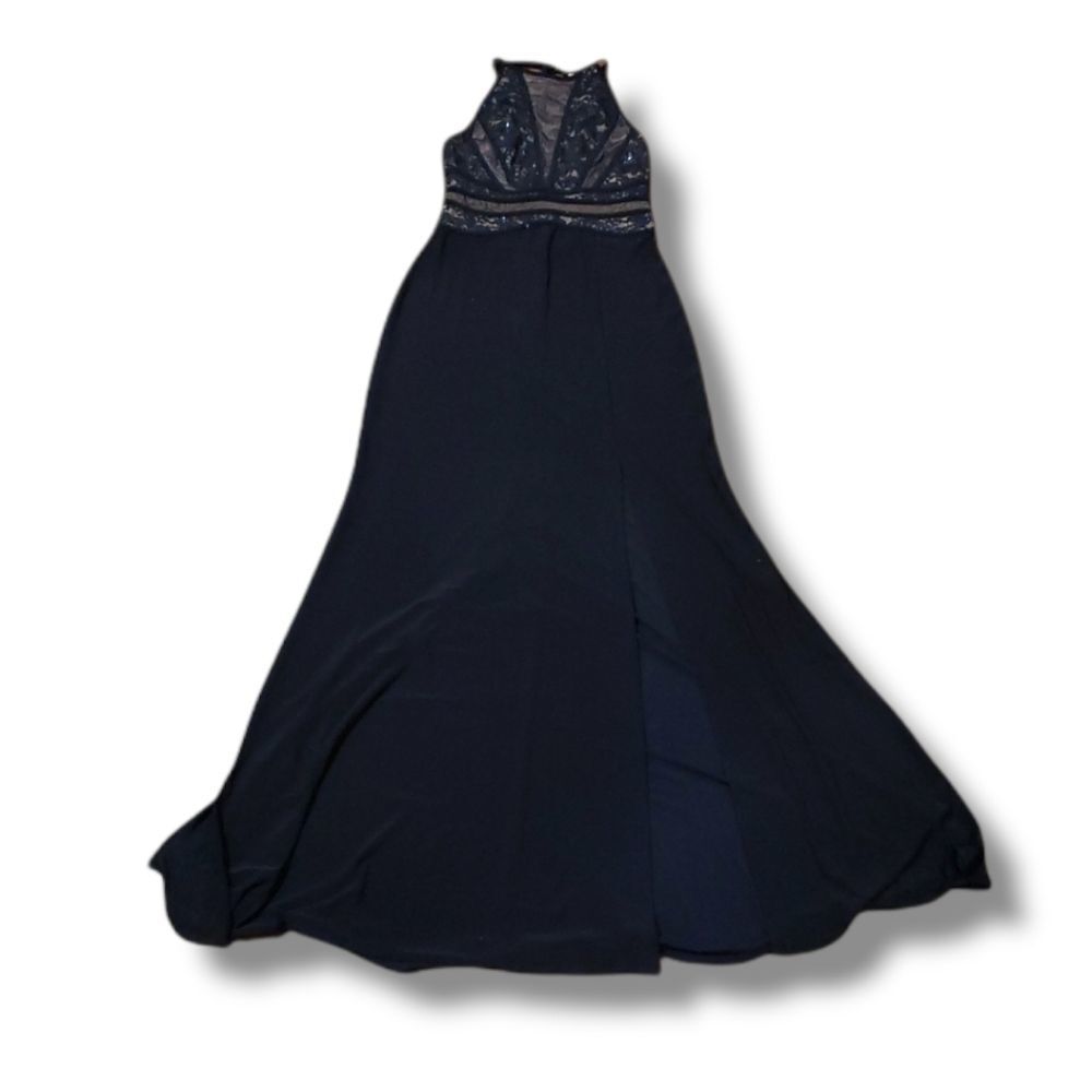 Morgan & Co. Formal Navy‎ Open Back Sequin Lace Dress Juniors Size 11/12